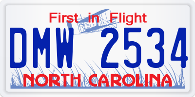 NC license plate DMW2534