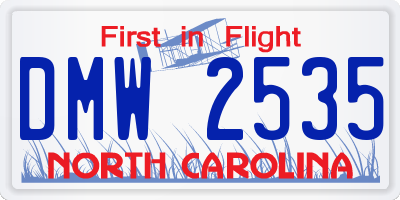 NC license plate DMW2535