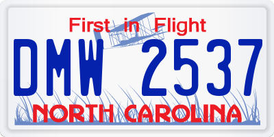 NC license plate DMW2537