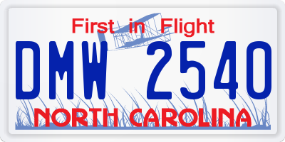 NC license plate DMW2540