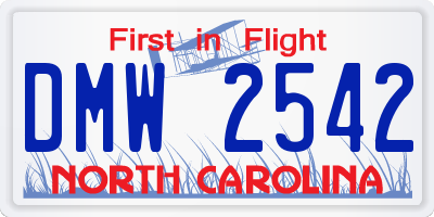 NC license plate DMW2542