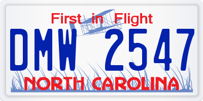 NC license plate DMW2547