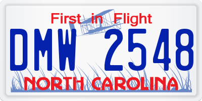 NC license plate DMW2548