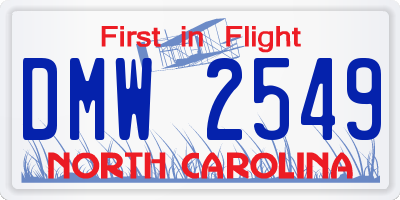 NC license plate DMW2549