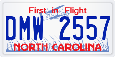 NC license plate DMW2557