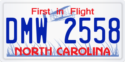 NC license plate DMW2558
