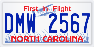 NC license plate DMW2567
