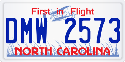 NC license plate DMW2573