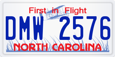 NC license plate DMW2576