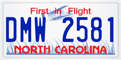 NC license plate DMW2581