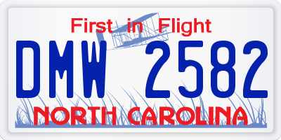 NC license plate DMW2582