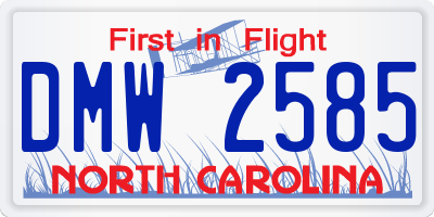 NC license plate DMW2585