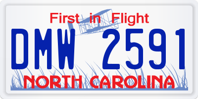 NC license plate DMW2591