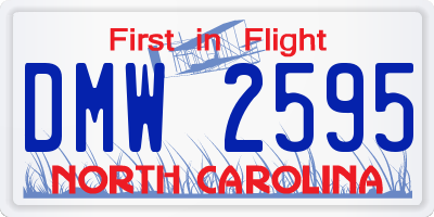 NC license plate DMW2595