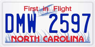 NC license plate DMW2597