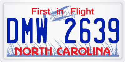NC license plate DMW2639