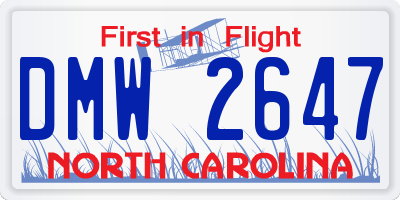 NC license plate DMW2647