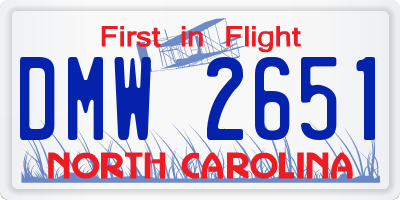 NC license plate DMW2651