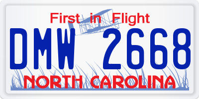 NC license plate DMW2668