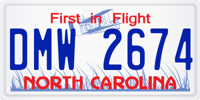 NC license plate DMW2674