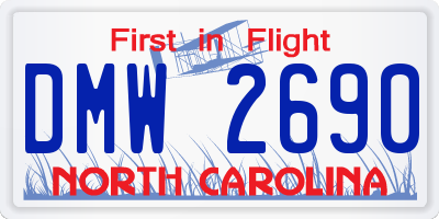 NC license plate DMW2690