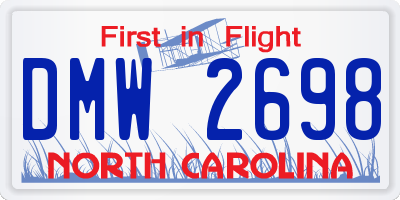 NC license plate DMW2698