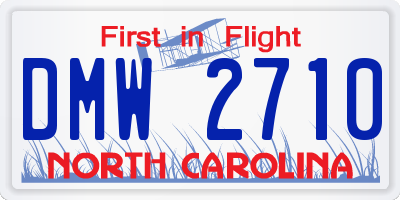 NC license plate DMW2710