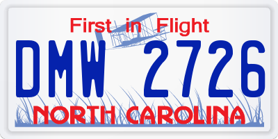NC license plate DMW2726