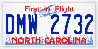 NC license plate DMW2732