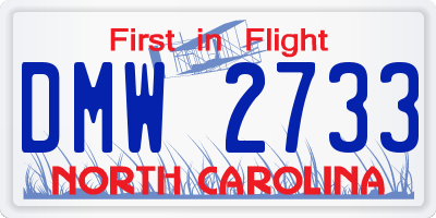 NC license plate DMW2733