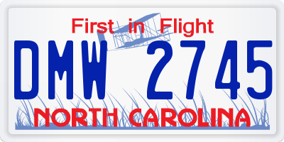 NC license plate DMW2745