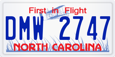 NC license plate DMW2747