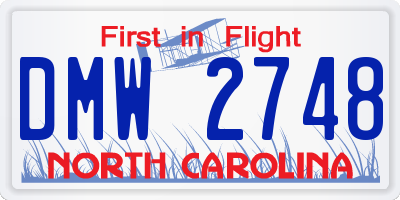 NC license plate DMW2748