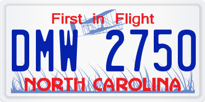 NC license plate DMW2750