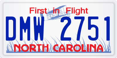 NC license plate DMW2751