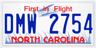 NC license plate DMW2754