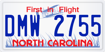 NC license plate DMW2755