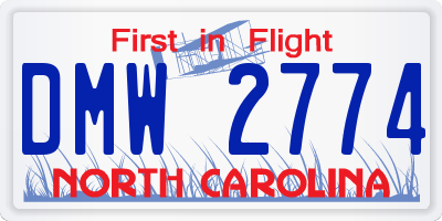 NC license plate DMW2774