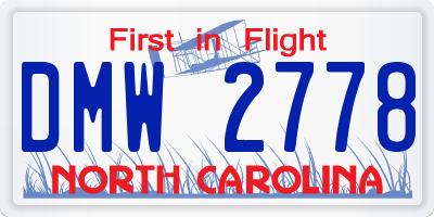 NC license plate DMW2778