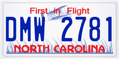 NC license plate DMW2781