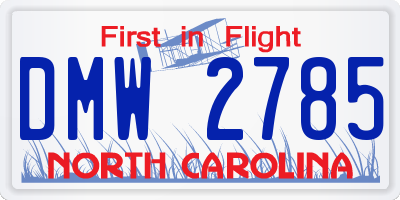 NC license plate DMW2785