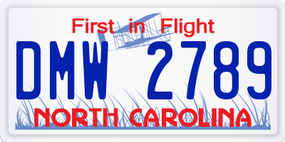 NC license plate DMW2789