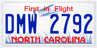 NC license plate DMW2792