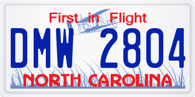 NC license plate DMW2804
