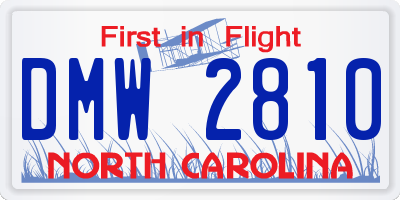 NC license plate DMW2810