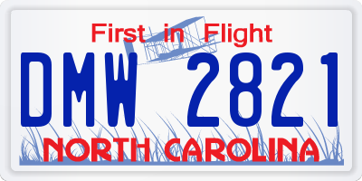 NC license plate DMW2821