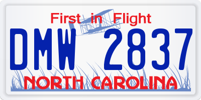 NC license plate DMW2837
