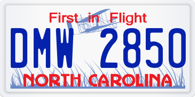 NC license plate DMW2850
