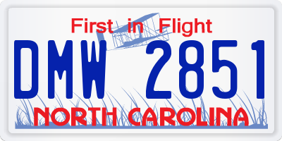 NC license plate DMW2851