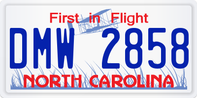 NC license plate DMW2858